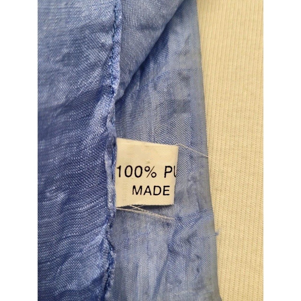 Vintage Sheer 100% Rolled Edge Silk Scarf Blue 64x40 Boho Fairy Quiet Luxury - Picture 6 of 9